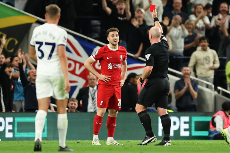 James Maddison issues two-word verdict on Diogo Jota's red card for Liverpool